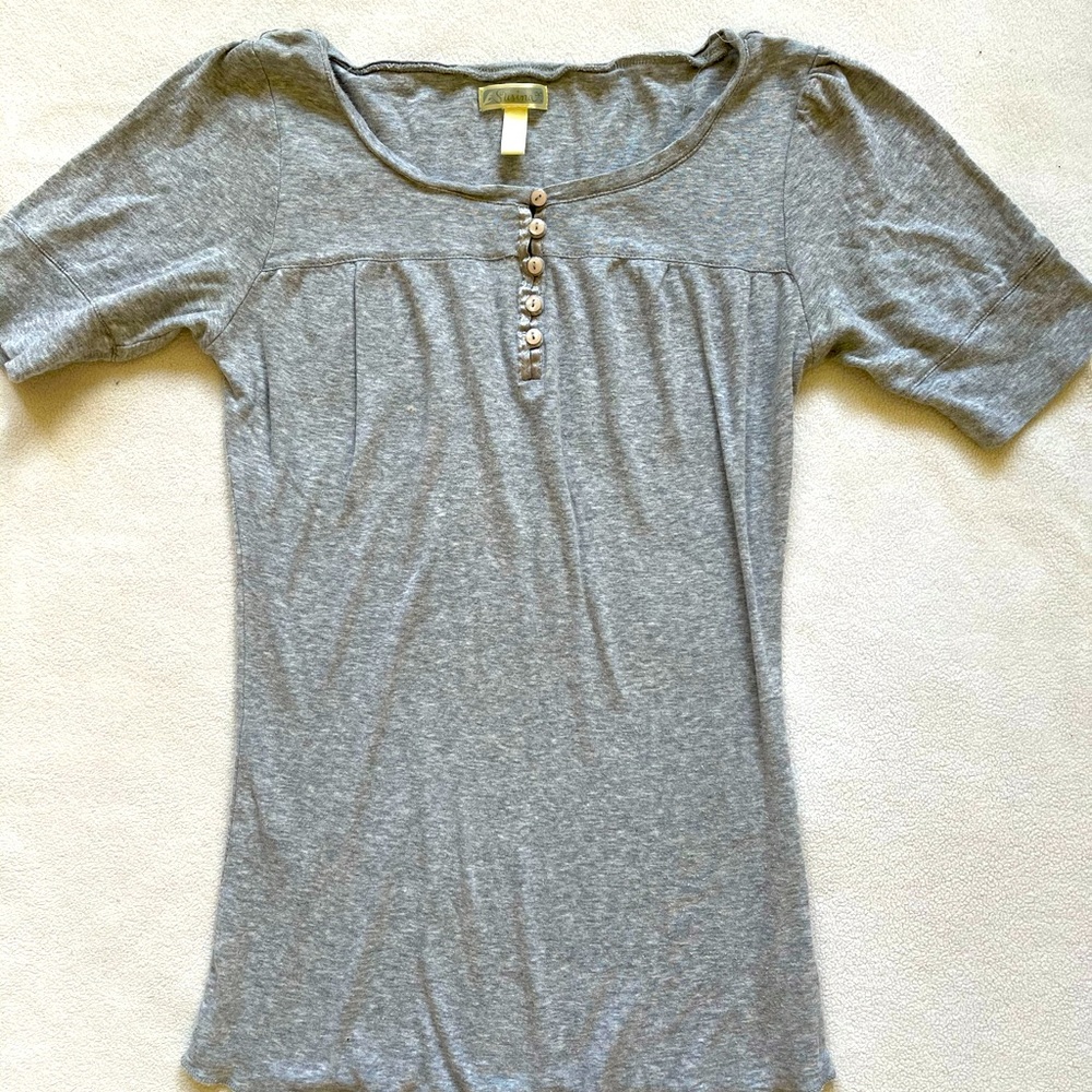 Heather Gray girly henley T-shirt